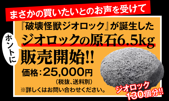 『破壊怪獣ジオロック』が誕生したジオロックの原石6.5kg販売開始!!